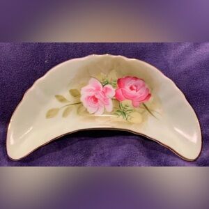 Vintage Lefton China Crescent Bone Dish - Gold Trim 3708